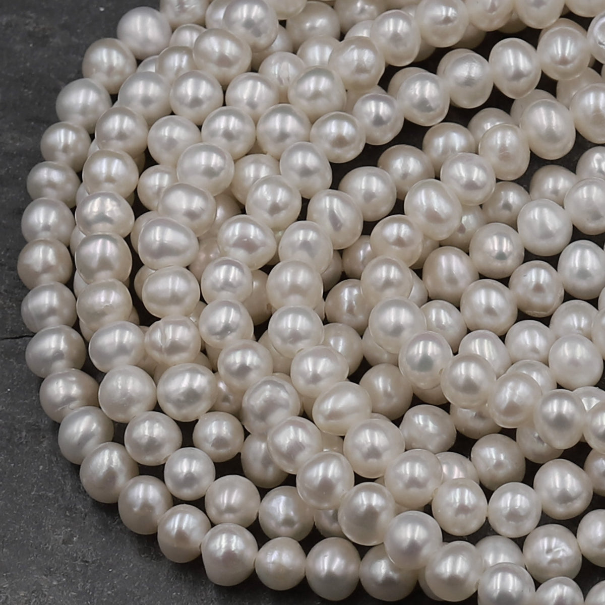 Genuine White Freshwater Pearl 5mm 6mm 8mm 10mm Round Shimmery Iridesc –  Intrinsic Trading
