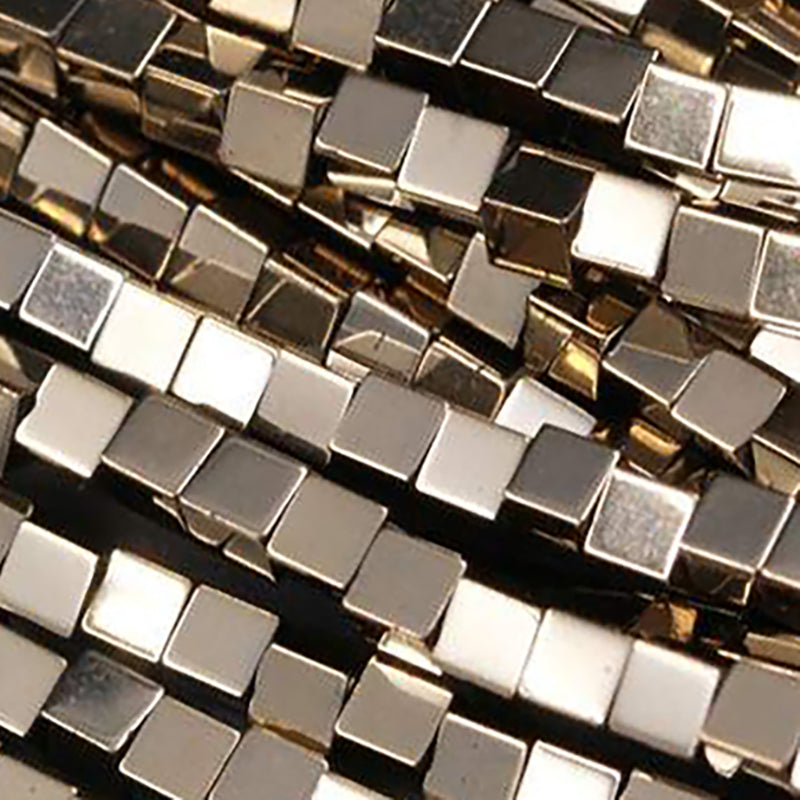 Lot De 4 Perles Plate En Pyrite (Pierre) 12x8mm - Monture Métal Doré/Or - Pour Création Bijoux - Neuf