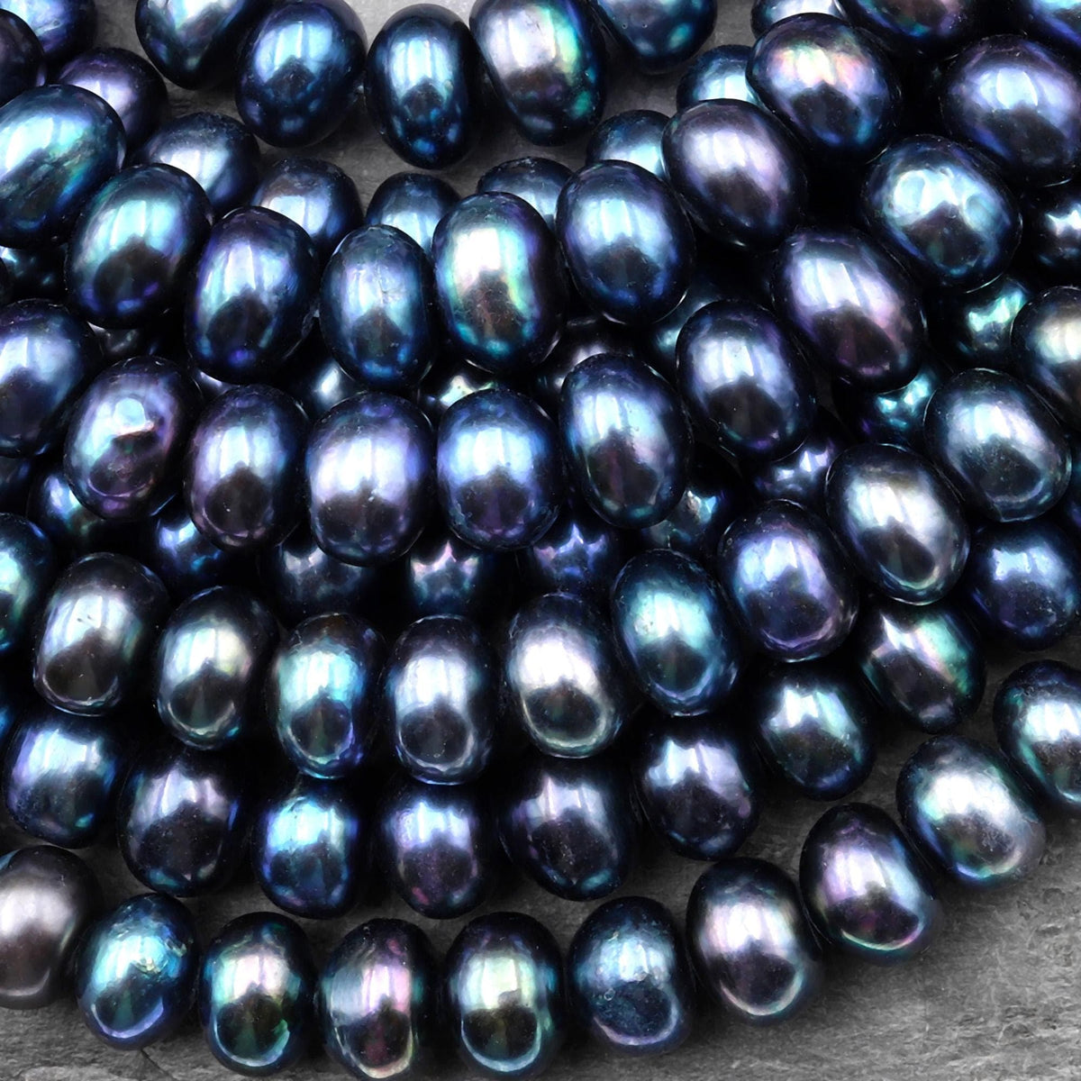 Genuine Freshwater Pearl 10mm Rondelle Brilliant Metallic Mystic Blue