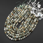 Rare Green Tourmaline Rutilated Quartz 6mm 8mm 10mm 12mm Round Gemstone Beads 15.5" Strand
