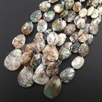 Graduated Faceted Natural Chrysocolla in Quartz Focal Pendant Beads Necklace Set 17" Strand