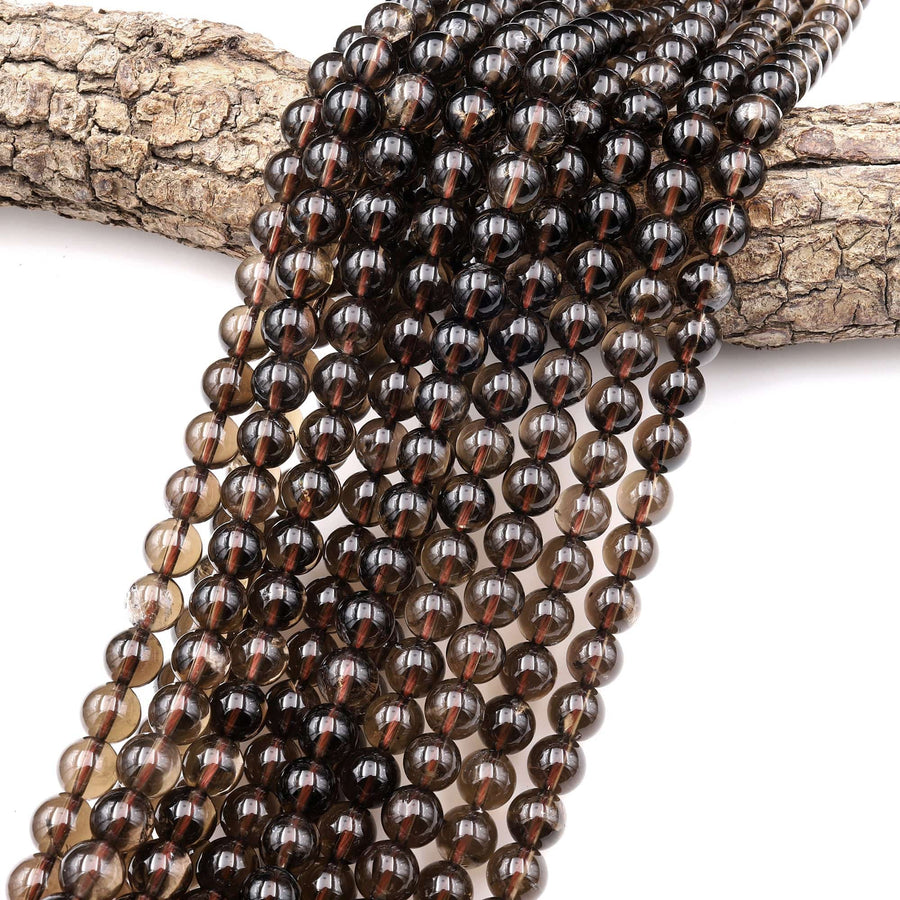 Natural Smoky Quartz Round Beads 4mm 6mm 8mm 10mm 12mm Real Natural Quartz High Quality Gemstone 15.5" Strand