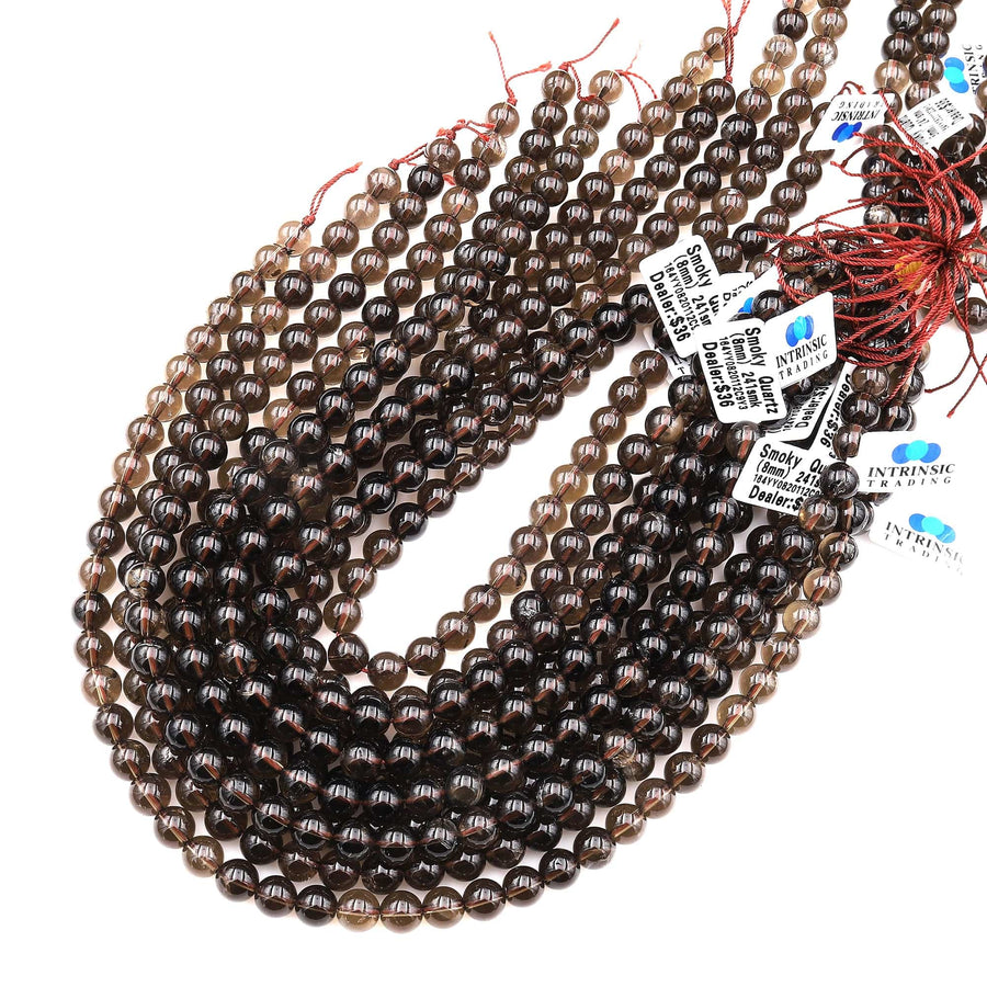 Natural Smoky Quartz Round Beads 4mm 6mm 8mm 10mm 12mm Real Natural Quartz High Quality Gemstone 15.5" Strand