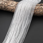 AAA+ Natural Clear Rock Quartz 2mm Plain Smooth Round Beads 15.5" Strand