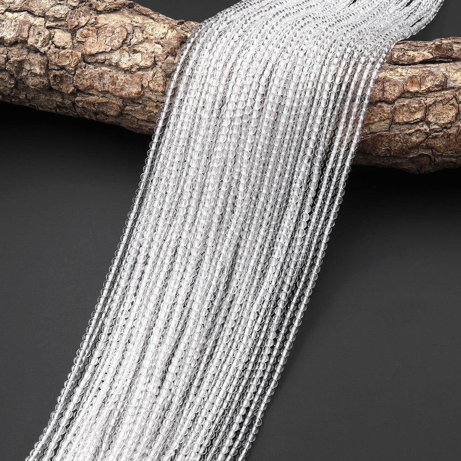 AAA+ Natural Clear Rock Quartz 2mm Plain Smooth Round Beads 15.5" Strand