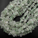 Natural Green Phantom Quartz Rough Raw Nugget Chips Center Drilled Hand Hammered Beads 15.5" Strand