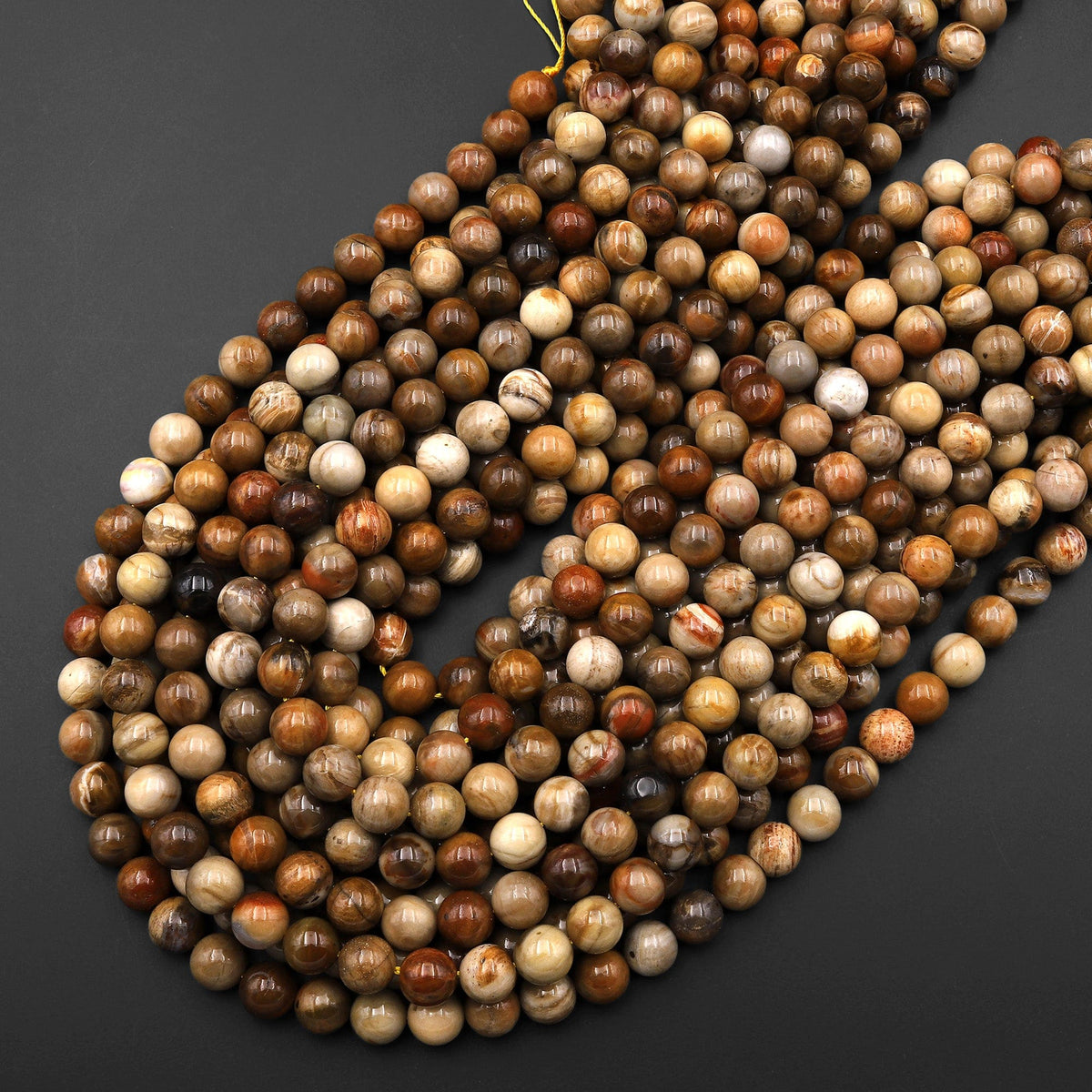 Natural Petrified Wood Beads 4mm 6mm 8mm 10mm Round Beads Earthy Brown Beige Fossil Round Beads