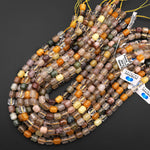 Natural Phantom Quartz Barrel Beads Golden Red Green Phantom Quartz Rutile Quartz Natural Crystal 16" Strand