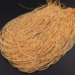 AA Grade Natural Golden Rutile Quartz  3mm 4mm 5mm Faceted Round Beads Sharp Golden Rutile Needle Gemstone 16" Strand