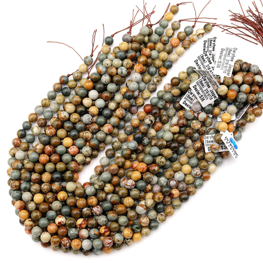 Natural Owyhee Picture Jasper Beads 4mm 6mm 8mm 10mm 12mm Smooth Polished Round Beads 15.5" Strand
