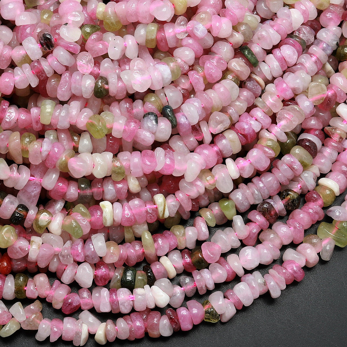 Natural Pink Green Tourmaline Freeform Heishi Rondelle Beads Gemstone Intrinsic Trading