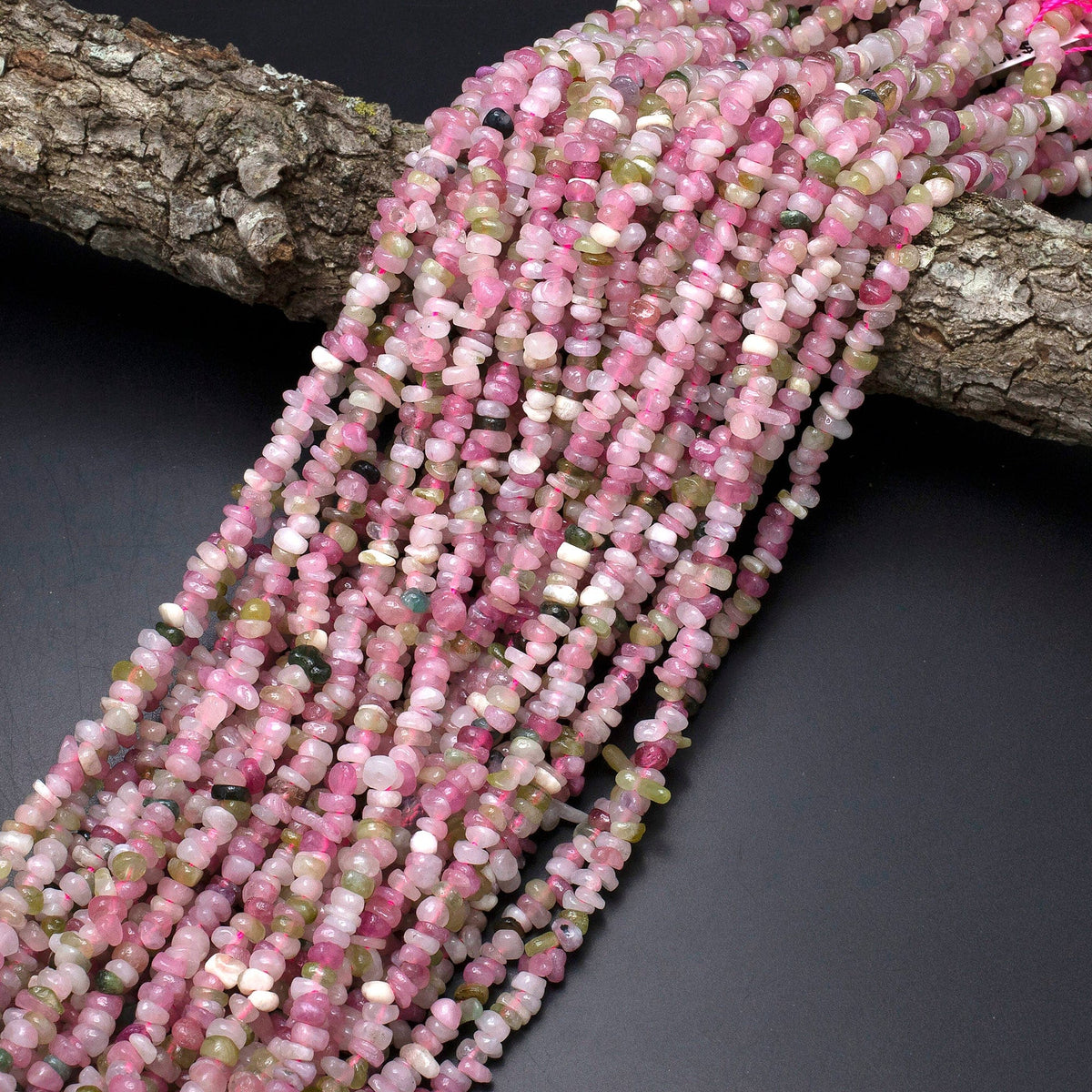 Natural Pink Green Tourmaline Freeform Heishi Rondelle Beads Gemstone Intrinsic Trading