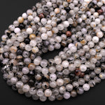 Natural Black Tourmaline Rutilated Rutile Quartz Round Beads 5mm 6mm 7mm 8mm 10mm 12mm Round Beads W Rare Golden Copper Matrix Gemstone 15.5" Strand