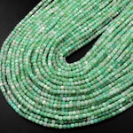 Natural Australian Green Chrysoprase Faceted 3mm Cube Square Dice Beads Gemstone 15.5" Strand