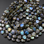 Natural Labradorite Faceted Heart Beads 12mm Gemstone 15.5" Strand