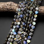 Natural Labradorite Faceted Heart Beads 12mm Gemstone 15.5" Strand