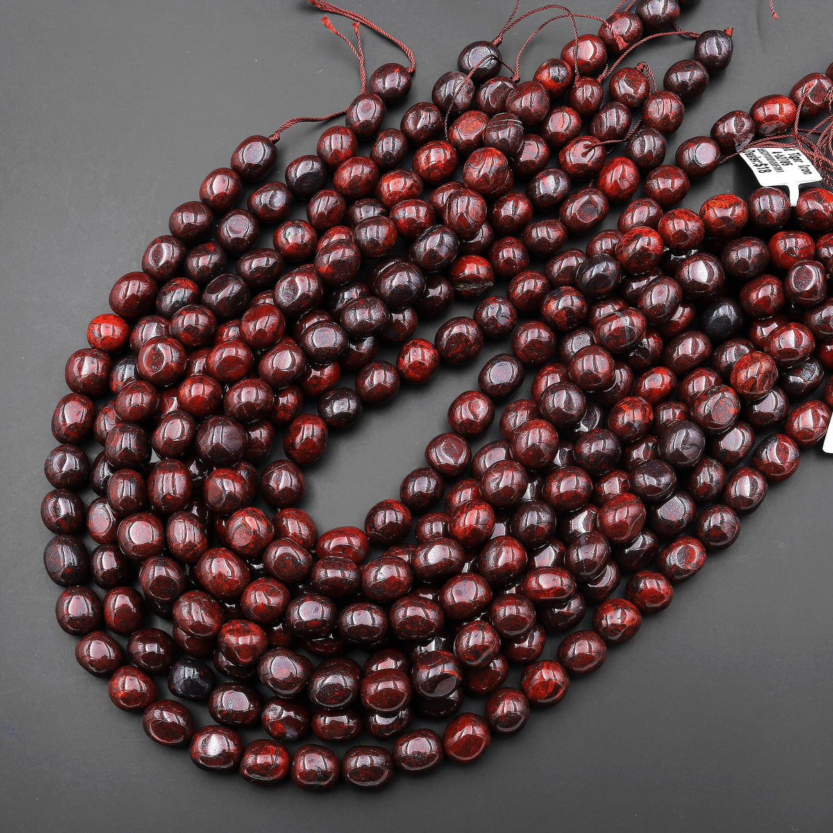 Natural Red Tiger Iron Freeform Pebble Nugget Beads Gemstone 15.5