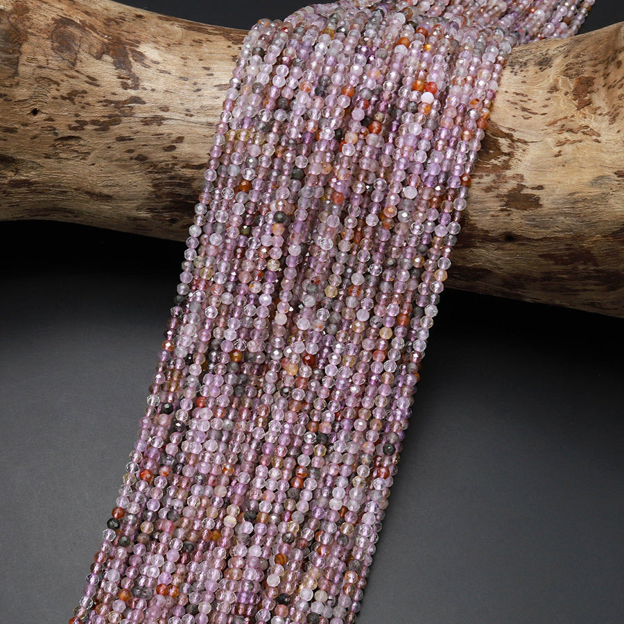 Rare Natural Auralite 23 Cacoxenite Gemstone 2mm 3mm Faceted Round Beads Powerful Healing Gemstone World’s Oldest Crystal 15.5" Strand