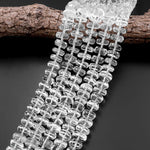 Super Clear AAA Quality Large Natural Rock Crystal Quartz Beads Faceted Rondelle Wheel 16" Extra Large Quartz Crystal Beads 15.5" Strand
