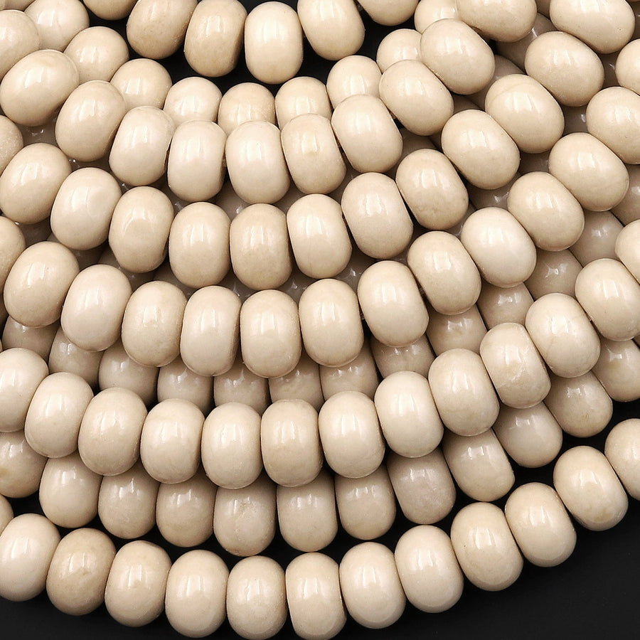 Natural Fossil Jasper Aka River Stone 6mm 8mm Smooth Rondelle Beads 15.5" Strand