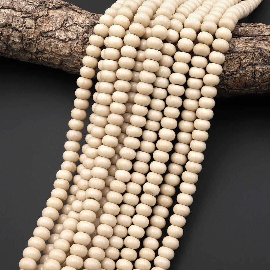 Natural Fossil Jasper Aka River Stone 6mm 8mm Smooth Rondelle Beads 15.5" Strand