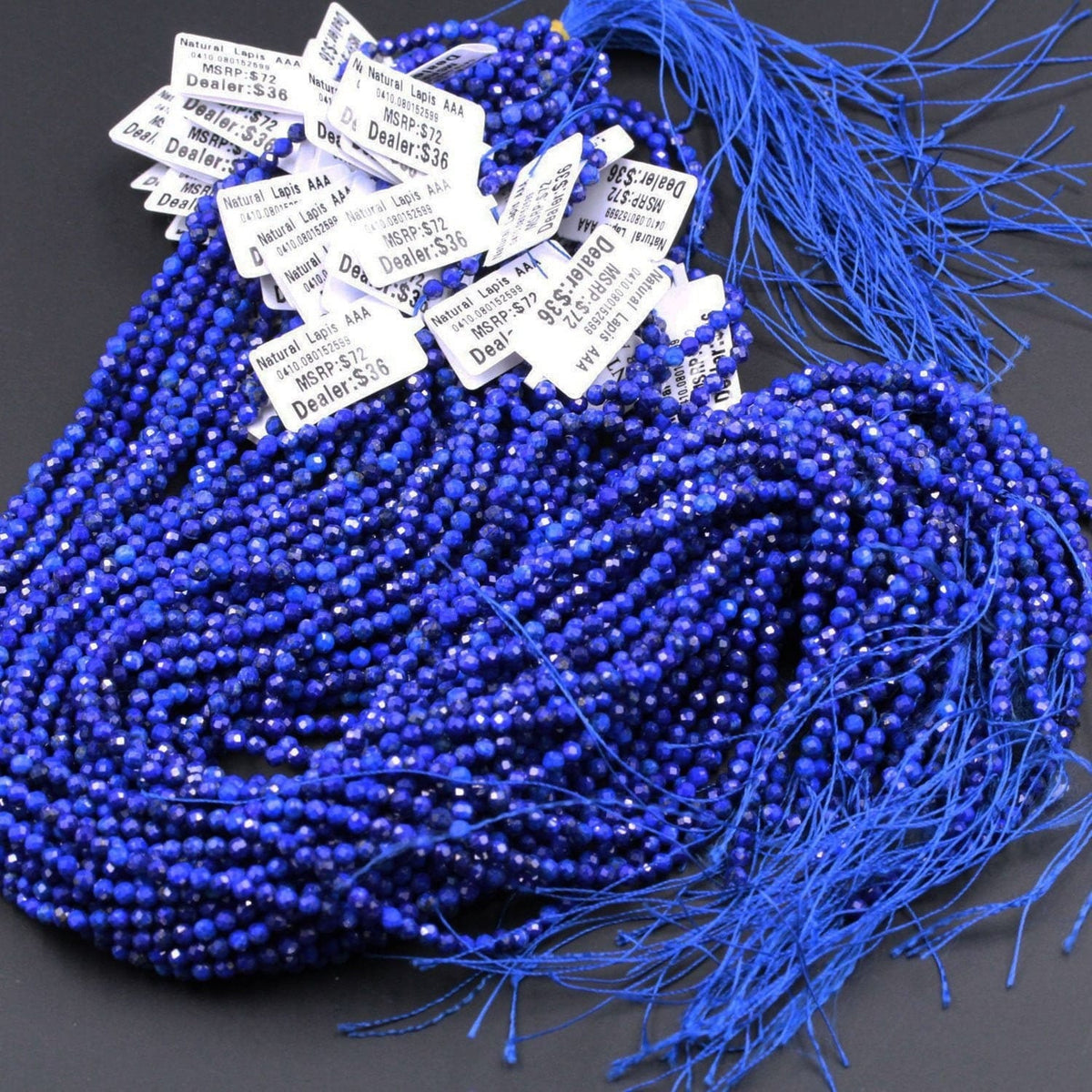 AAA Micro Faceted Natural Blue Lapis Lazuli Round Beads 2mm 3mm