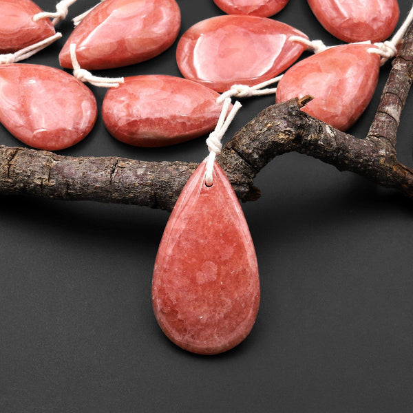 AAA Gemmy Natural Red Rhodochrosite Teardrop Gemstone Pendant from Argentina A3