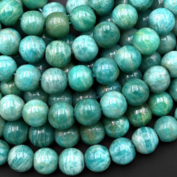 Natural Russian Amazonite Beads 5mm 6mm 7mm 8mm 10mm 12mm Round Beads Seafoam Blue Green Colors 15.5" Strand
