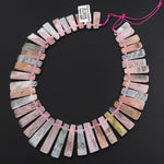 Natural Pink Blue Aquamarine Morganite Thin long Rectangel Spike Beads Cleopatra Style 15.5" Strand