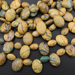 Natural Green Canyon Jasper Oval Beads Aka African Green Boulder Opal 15.5" Strand