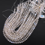Translucent Natural Rainbow Moonstone Round Beads 8mm Blue Flashes 15.5" Strand