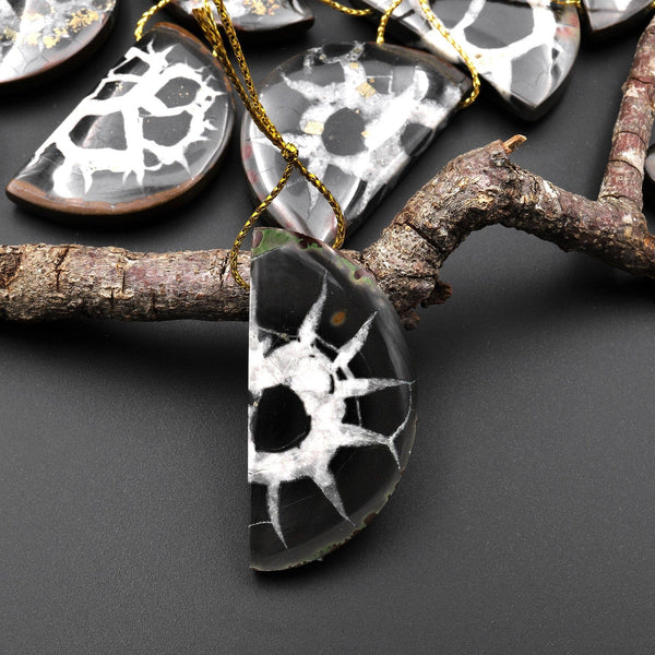 Natural Septarian Fossil Half Moon Cresecent Pendant A2