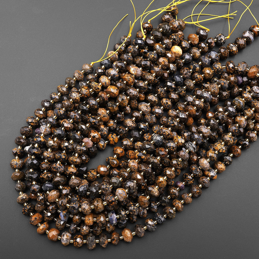 Natural Afican Brown Opal Beads Faceted Rondelle Wheel 10mm 15.5" Strand