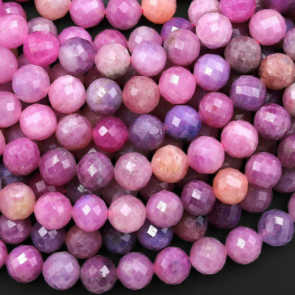 Real Genuine Natural Ruby Gemstone Faceted 8mm Round Beads Laser Diamond Cut Gemstone Beads 15.5" Strand