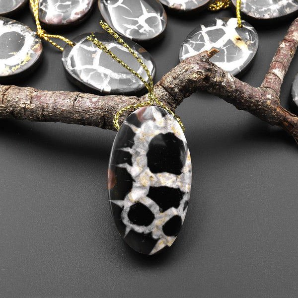 Natural Septarian Fossil Oval Pendant A4