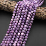 Faceted Natural Violet Purple Lepidolite 8mm Round Beads 15.5" Strand