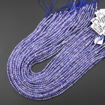 AA Faceted Natural Tanzanite Round Beads 3mm Micro Laser Cut Real Genuine Gemstone 15.5" Strand