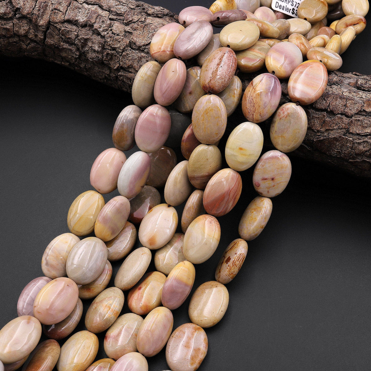 Natural Polychrome Landscape Ocean Jasper Smooth Oval Beads Earthy
