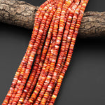 AAA Natural Red Spiny Oyster Thin Rondelle Heishi Beads 6mm Gemstone 15.5" Strand