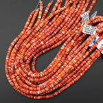 AAA Natural Red Spiny Oyster Thin Rondelle Heishi Beads 6mm Gemstone 15.5" Strand
