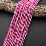 Genuine Natural Burma Pink Ruby Gemstone Faceted 2mm 3mm 4mm 5mm Round Beads 15.5" Strand