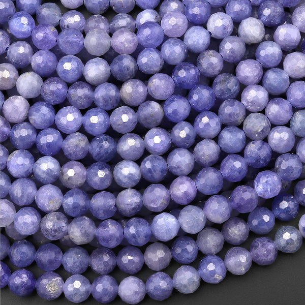 AA Faceted Natural Tanzanite Round Beads 6mm Real Genuine Gemstone 15.5" Strand