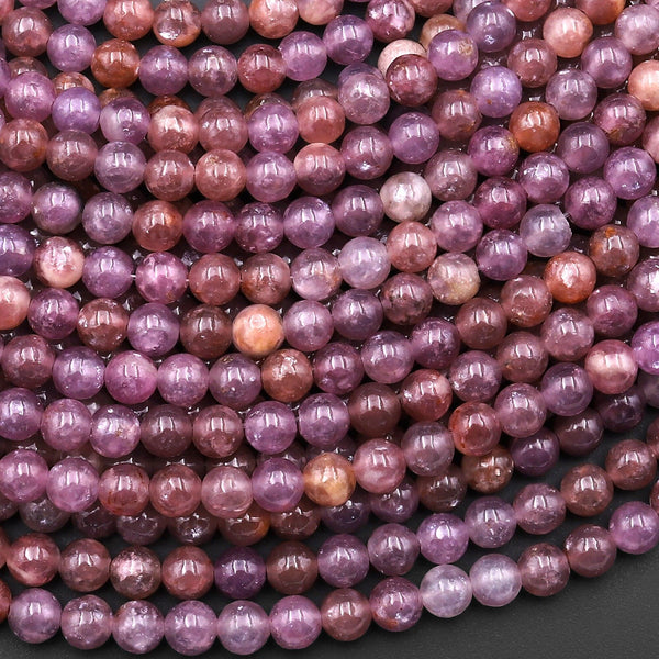 AAA Chaytoyant Natural Lepidolite 4mm Round Beads Natural Mauve Purple Gemstone 15.5" Strand