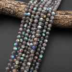 Natural Rainbow Golden Orange Blue Green Labradorite 8mm Round Beads 15.5" Strand