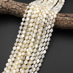 Faceted Natural Moonstone Drum Barrel Rice Beads Shimmering Chatoyance 15.5" Strand