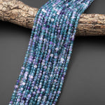 AAA Natural Fluorite Faceted 4mm cube Beads Gemmy Translucent Purple Blue Green Gemstone 15.5" Strand