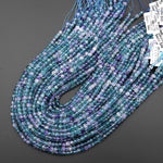 AAA Natural Fluorite Faceted 4mm cube Beads Gemmy Translucent Purple Blue Green Gemstone 15.5" Strand