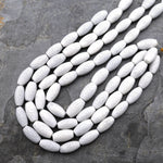 Natural White Sponge Coral Beads Long Drum Cylinder Tube Gemstone 15.5" Strand