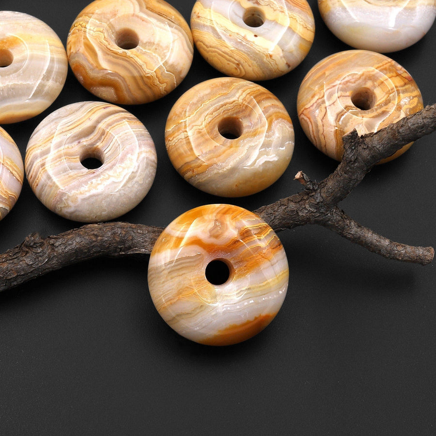 AAA Natural Mexican Crazy Lace Donut Pendant Focal Bead A44