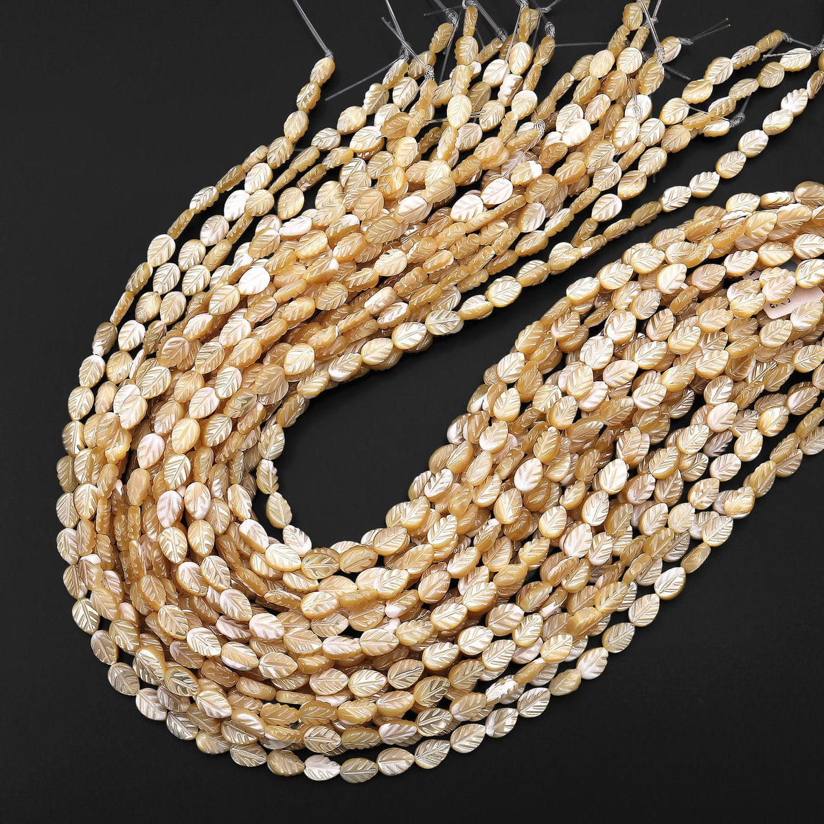 AAA Iridescent Hand Carved Natural Golden Brown Mother of Pearl